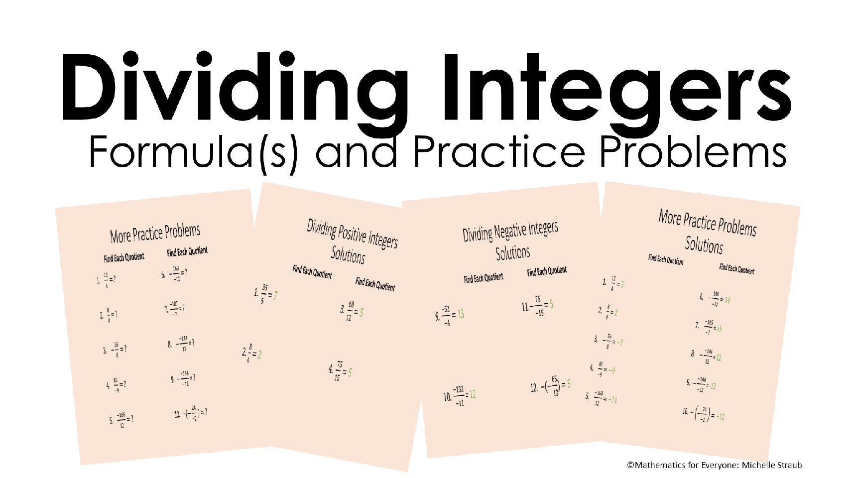 Dividing Integers with Practice Problems and Solutions
